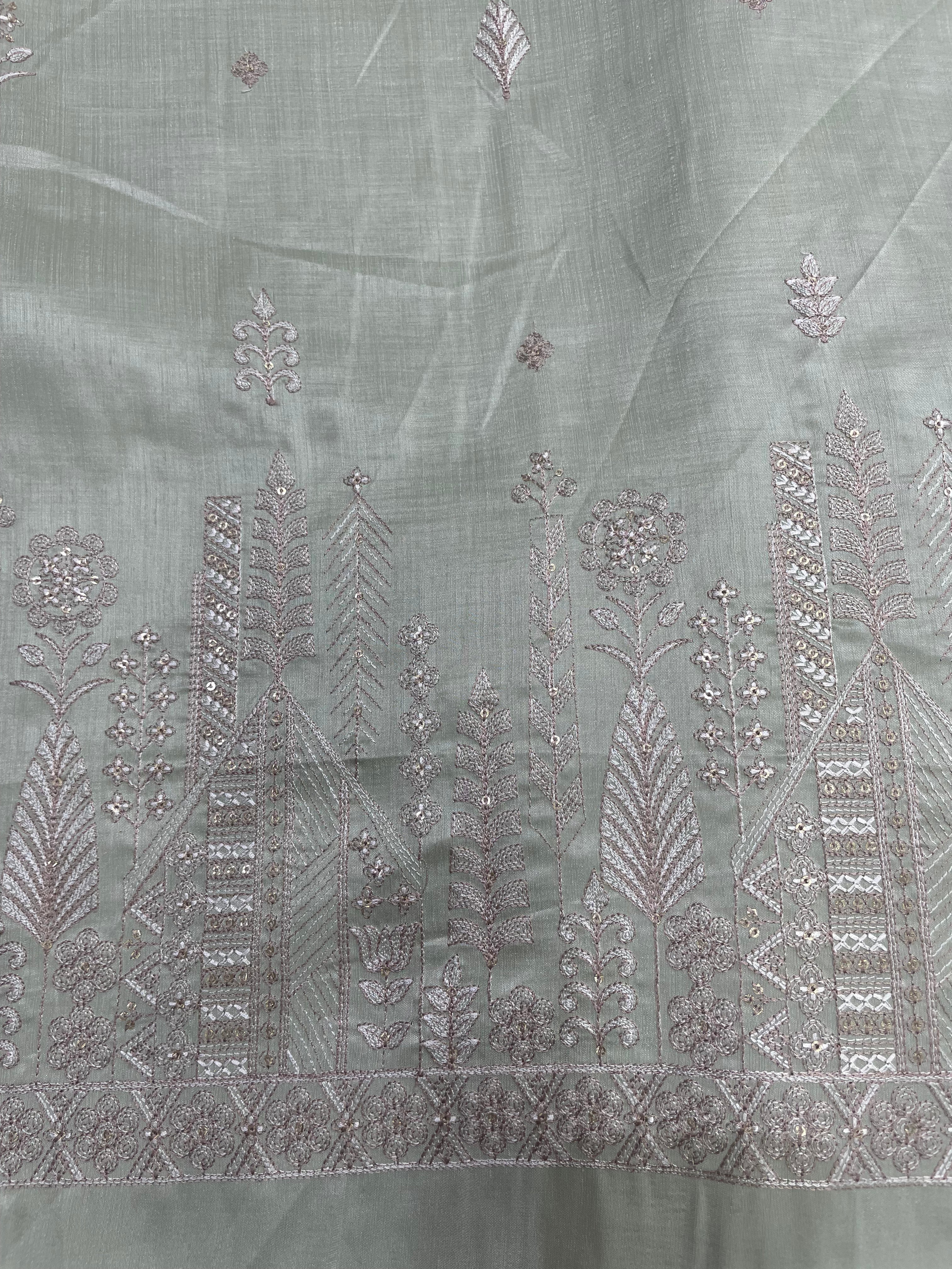 Pale Mint Kurta with Traditional Hem Motif