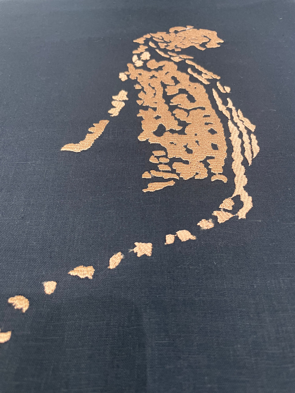 Gold Panther Embroidered Black Shirt