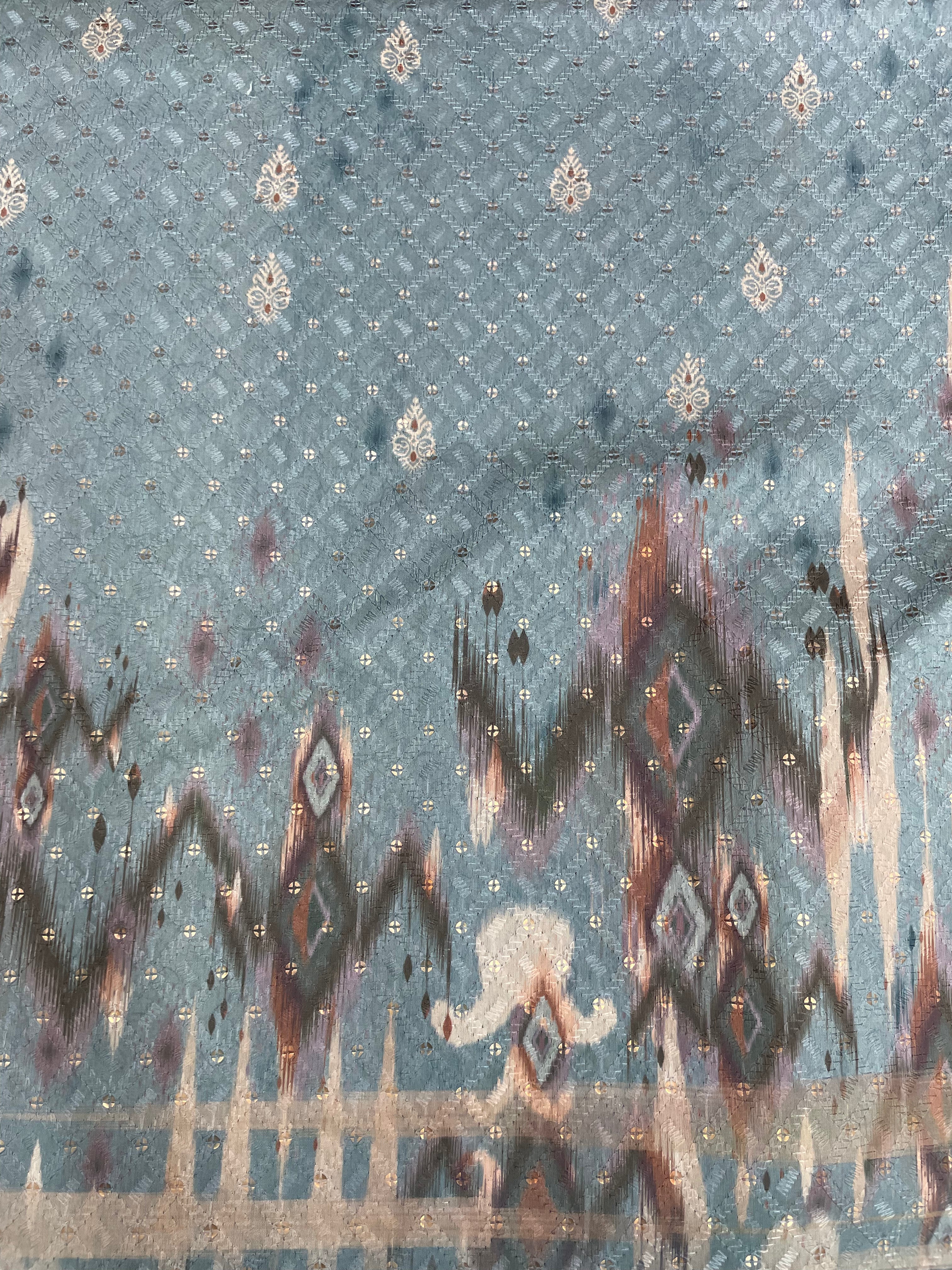 Steel Blue Festive Printed Kurta
