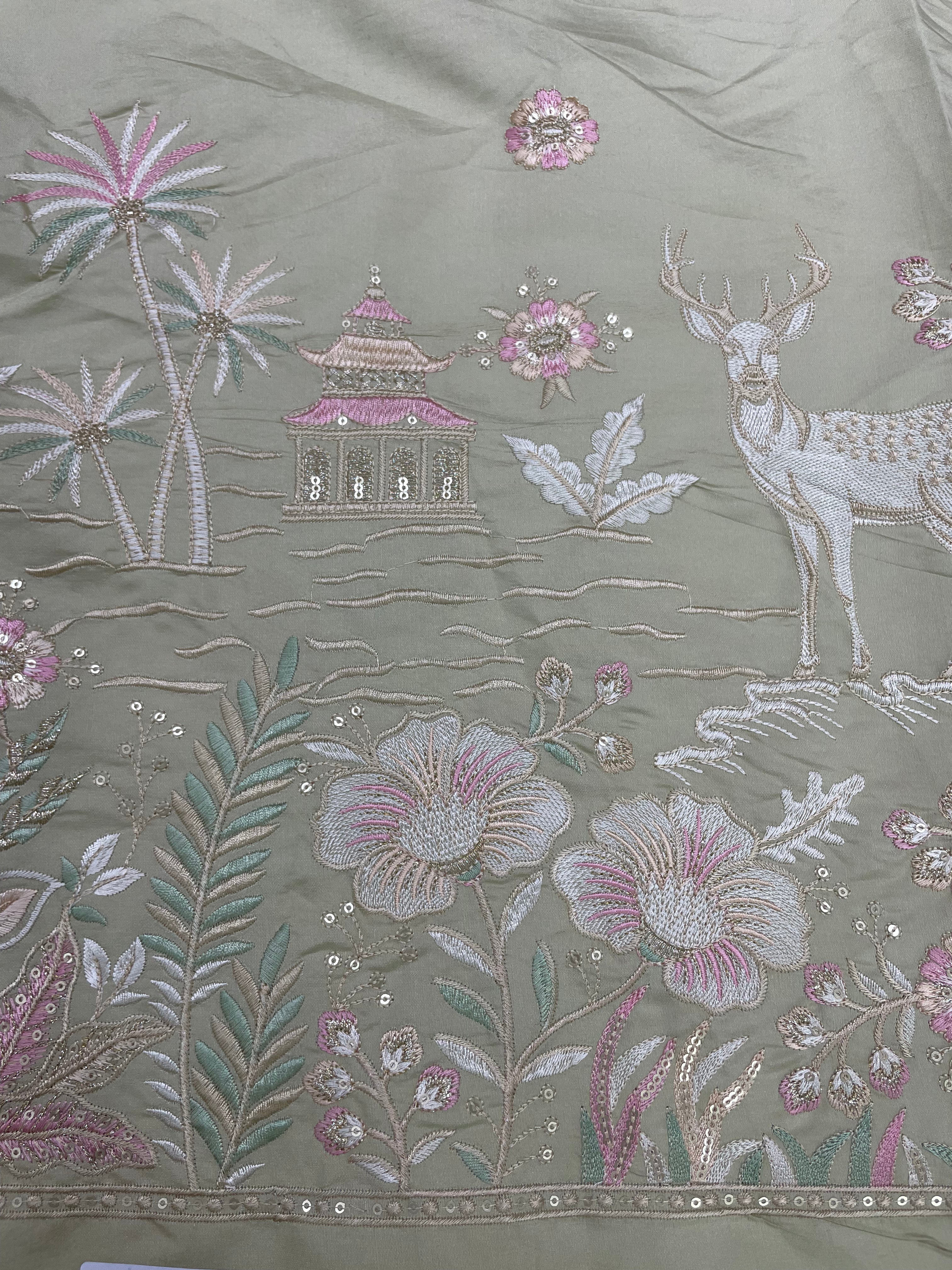Nature’s Canvas: Hand-Detailed Sage Kurta