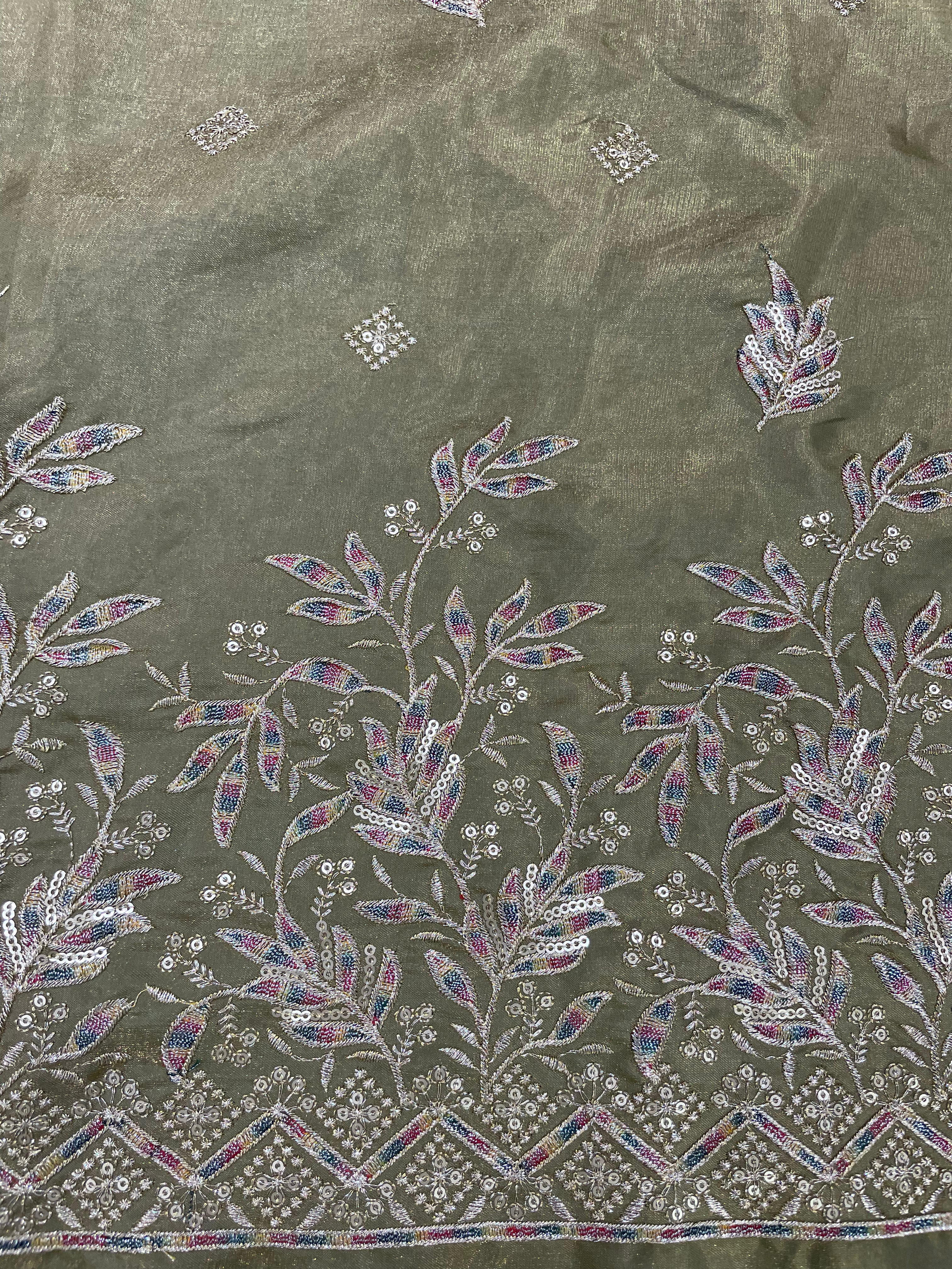 Botanical Olive Embroidered Kurta
