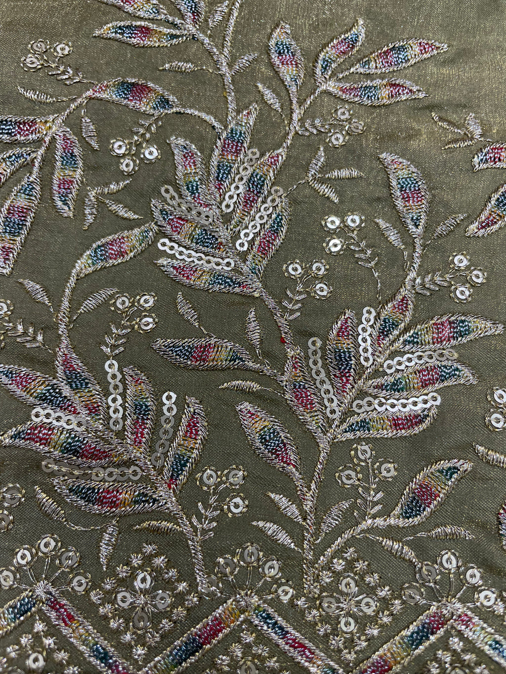 Botanical Olive Embroidered Kurta