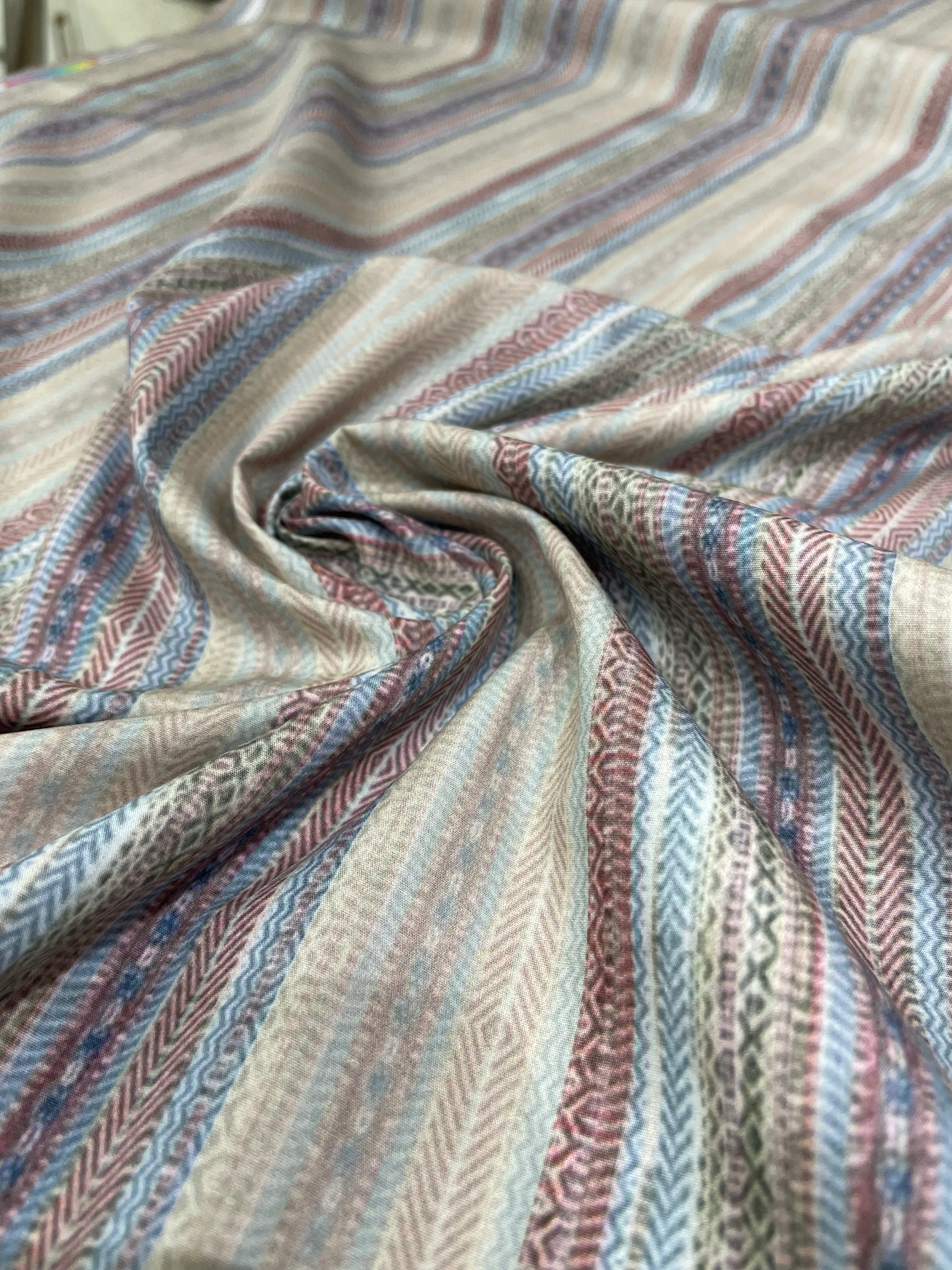 Vintage Bohemian Aztec Stripe Cotton Shirt