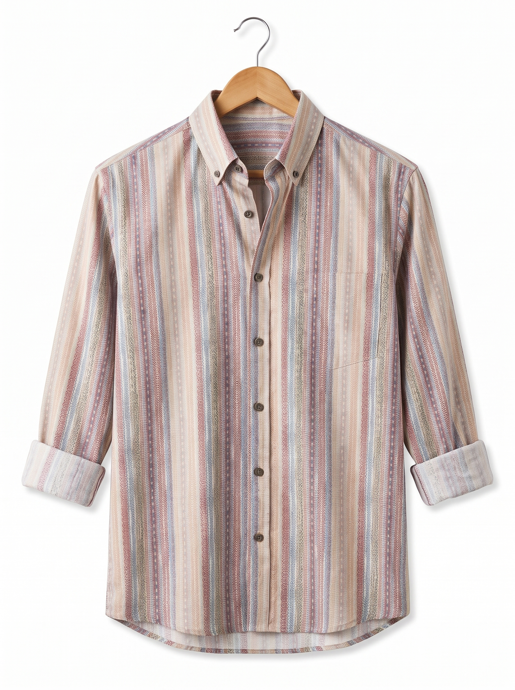 Vintage Bohemian Aztec Stripe Cotton Shirt