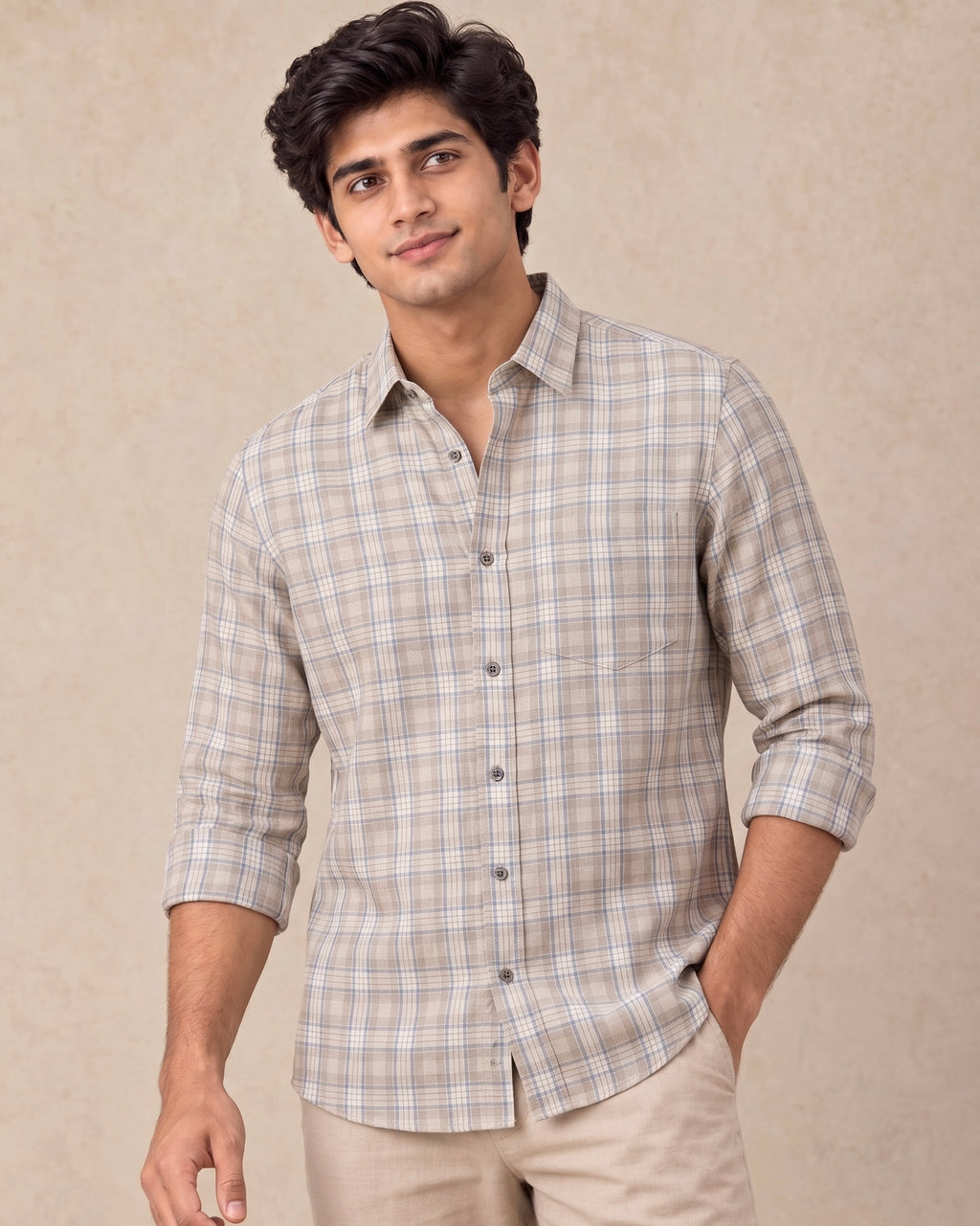 Oatmeal & Slate Heritage Check Shirt