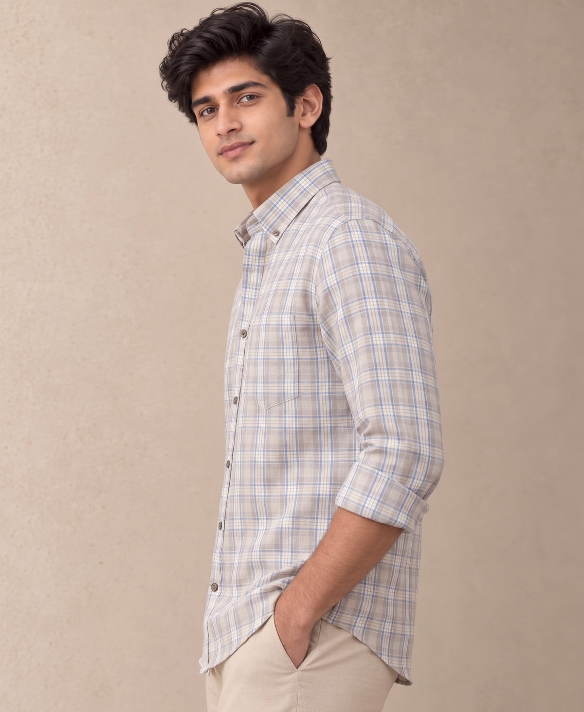 Oatmeal & Slate Heritage Check Shirt