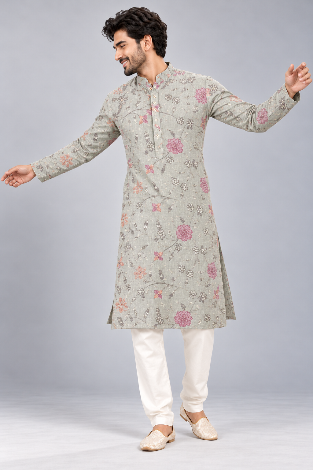 Pastel Flora Work Kurta