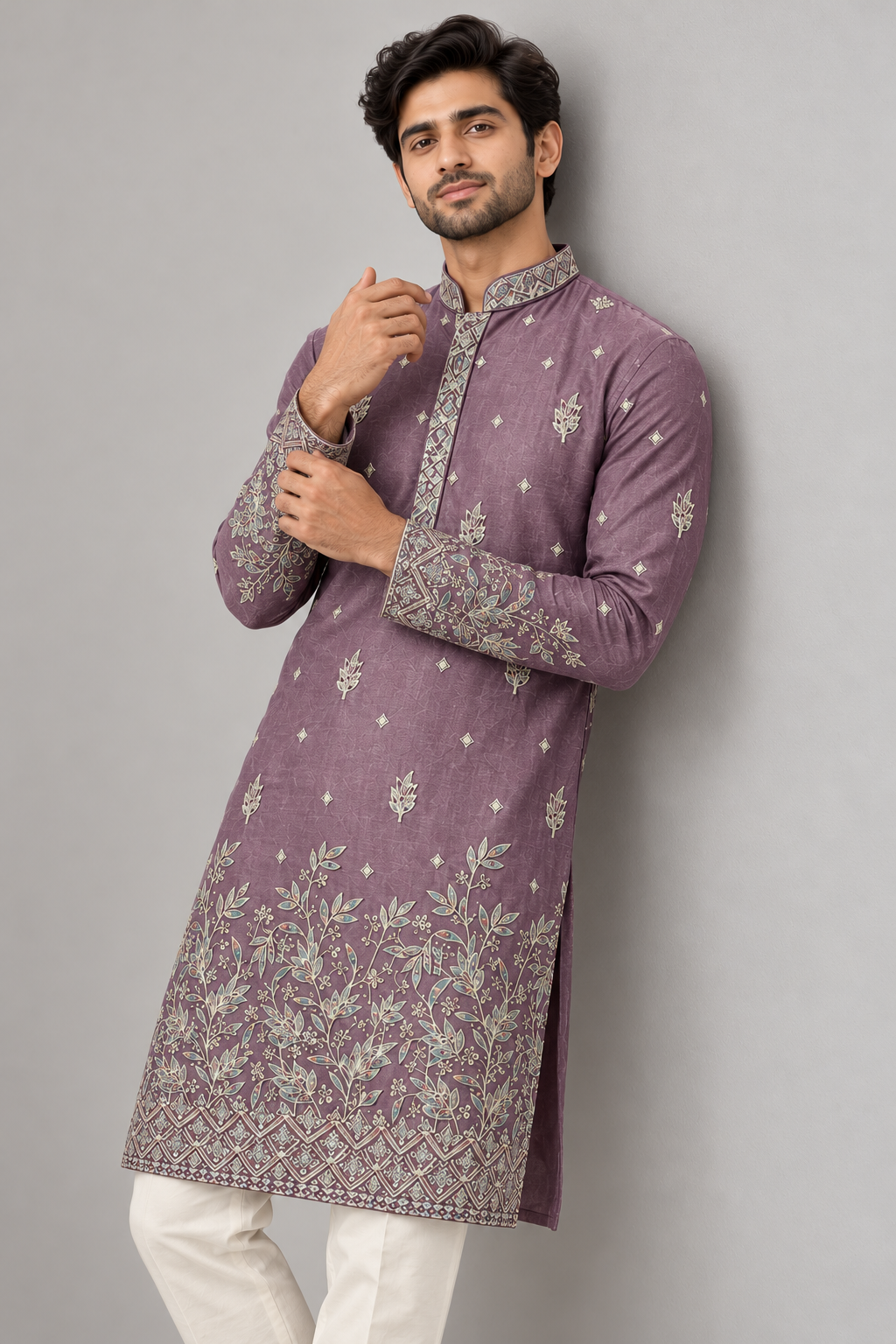 Twilight Lilac Embroidered Kurta