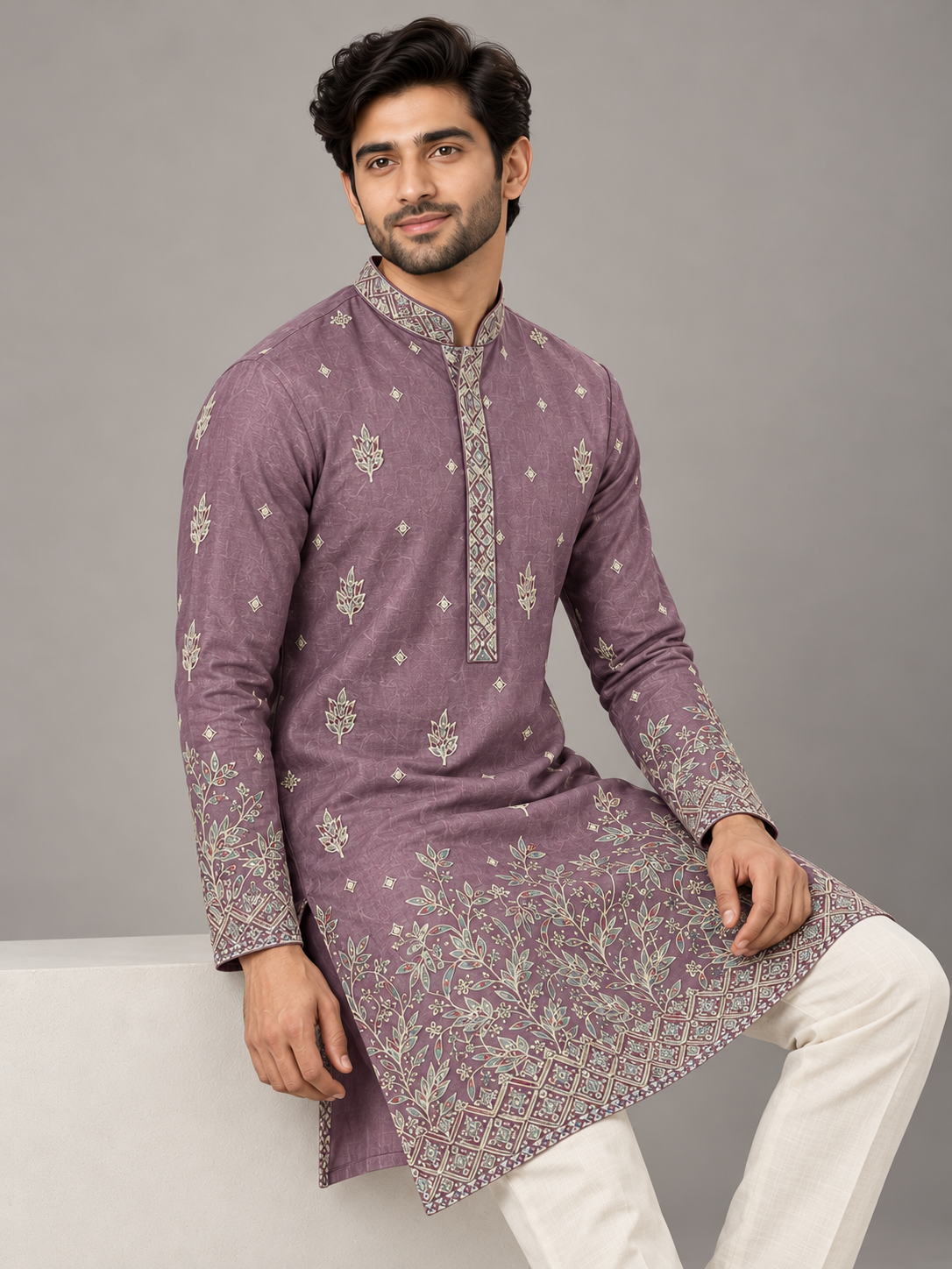 Twilight Lilac Embroidered Kurta