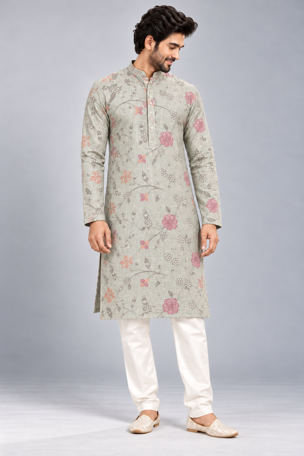 Pastel Flora Work Kurta