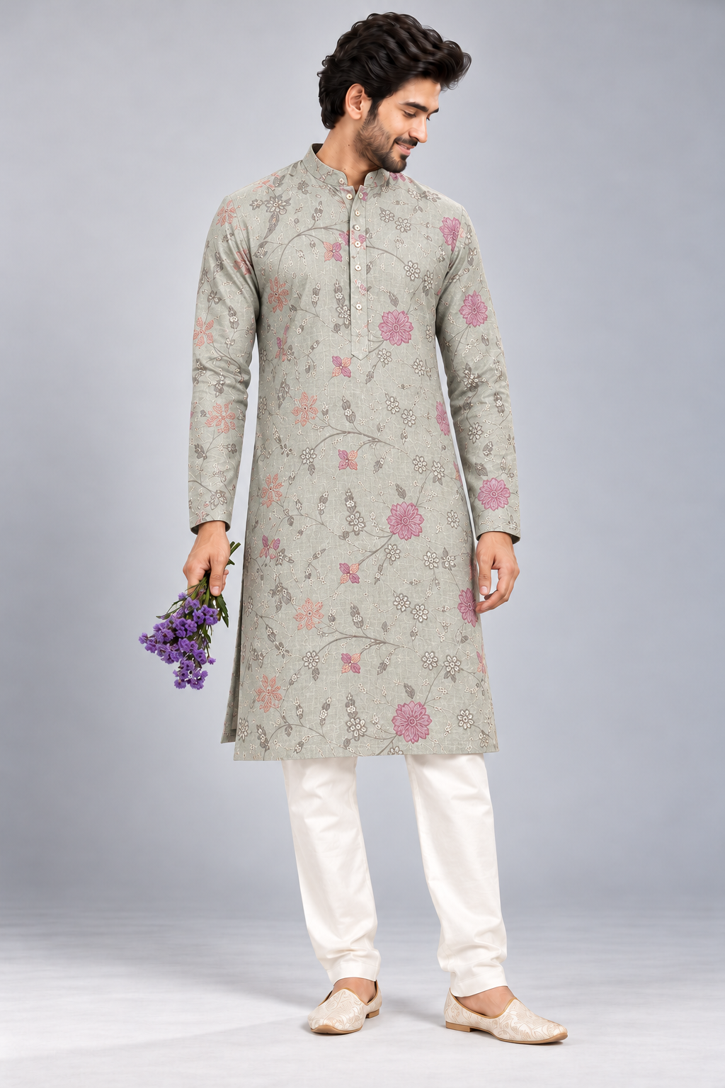 Pastel Flora Work Kurta