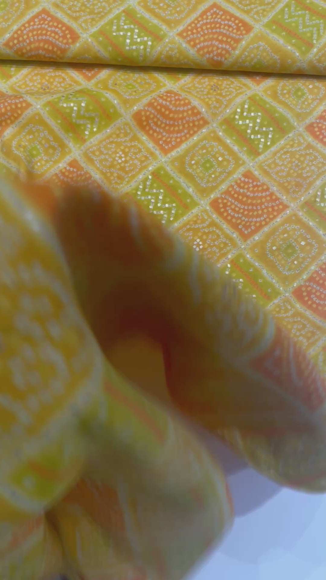 Mustard Bandhej Diamond Kurta