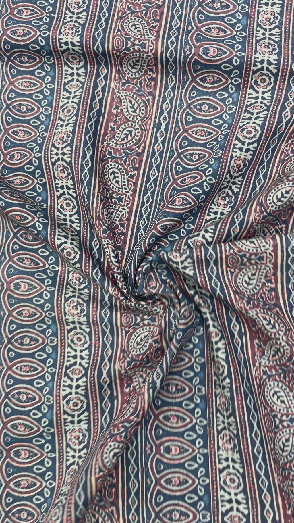 Navy Blue & Maroon Ethnic Printed Cotton Kurta