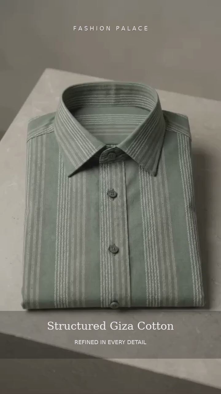 Olive-Grey Dobby Stripe Shirt