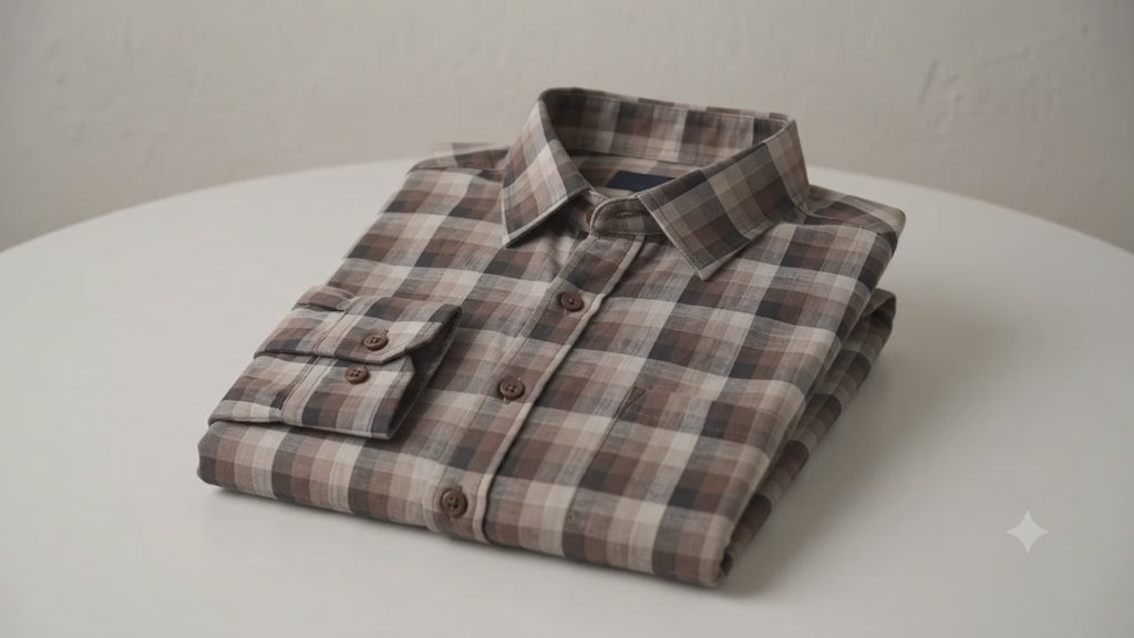 Mocha Brown Check Tailored Shirt