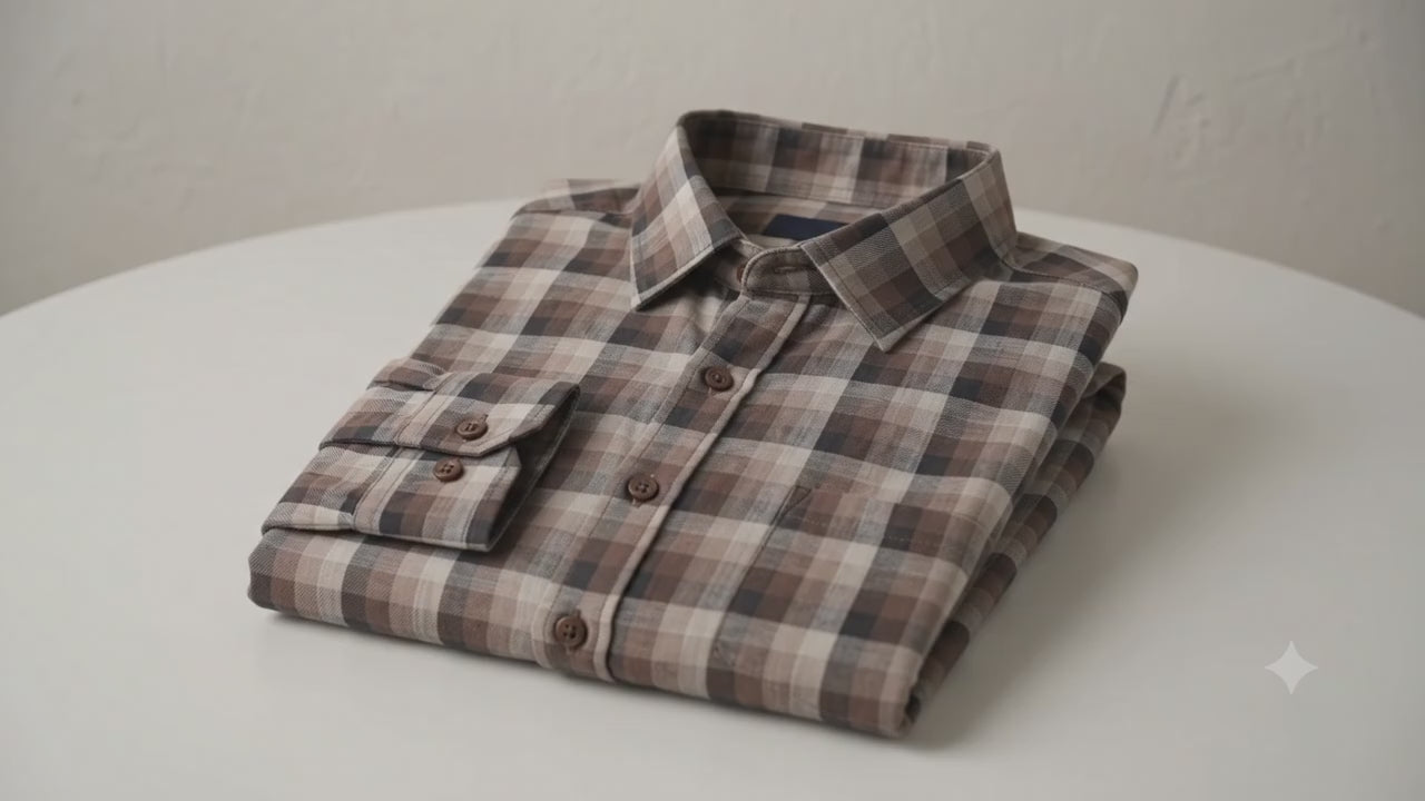 Mocha Brown Check Tailored Shirt